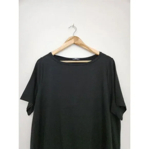 Eileen Fisher Black Short Sleeve Tencel Blend Knit Dress | Size 1X - Picture 2 of 5